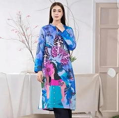 1 Pc Women's Unstitched Swiss Lawn Printed Shirt – Multicolor, 2.25 Yards, Stylish Summer Fabric