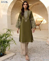 3 Pcs Women's Unstitched Green Embroidered Suit – Dhanak Fabric, Winter Collection