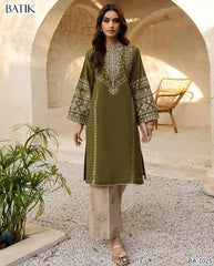 3 Pcs Women's Unstitched Green Embroidered Suit – Dhanak Fabric, Winter Collection