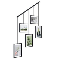 Umbra Exhibit Picture Frame Gallery Set, Adjustable Wall Collage Displays Five Photos (Two 4x6 and Three 5x7), Set of 5, Black
