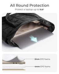 BAGSMART Expandable Tote Bag for Women, Puffer Work Tote Handbag, Quilted Carry On Bag for Travel Gym, Black, Large