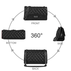 Gladdon Quilted Crossbody Purse for Women Trendy Ladies Shoulder Bag with Chain Designer Purses Black