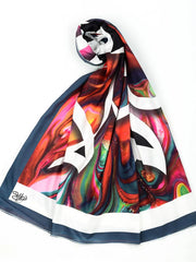 Women's Stitched Silk Calligraphy Dupatta – Elegant Multicolor 2.5 Gazz Shawl | China Market Rawalpindi