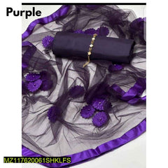 Premium Purple Katan Silk 3-Piece Suit with Net Dupatta – Elegant Plain Design for Women