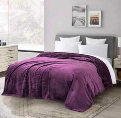 Fleece Plain Double Bed Blanket – Soft & Elegant Purple Bedding Comfort | China Market Rawalpindi
