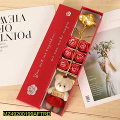 24k Gold Foil Rose with Soap Flower Gift Box – Elegant Artificial Bouquet for Special Occasions | China Market Rawalpindi