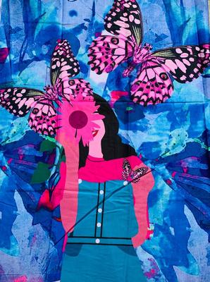 1 Pc Women's Unstitched Swiss Lawn Printed Shirt – Multicolor, 2.25 Yards, Stylish Summer Fabric