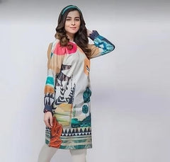 1 Pc Women's Unstitched Swiss Lawn Printed Shirt – Multicolor, 2.25 Yards, Premium Fabric