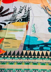 1 Pc Women's Unstitched Swiss Lawn Printed Shirt – Multicolor, 2.25 Yards, Premium Fabric