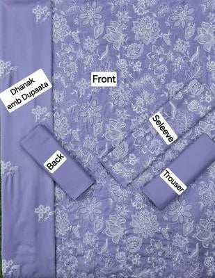 Stunning Purple Embroidered 3 Pc Suit Set – Dhanak Fabric, Elegant Festive Wear