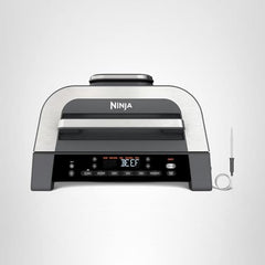 Ninja DG551 Foodi Smart XL 6-in-1 Indoor Grill with Air Fry, Roast, Bake, Broil, & Dehydrate, Foodi Smart Thermometer, 2nd Generation, Black/Silver