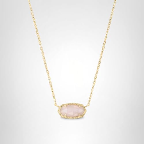 Kendra Scott Elisa Pendant Necklace for Women, Fashion Jewelry, 14k Gold-Plated, Rose Quartz