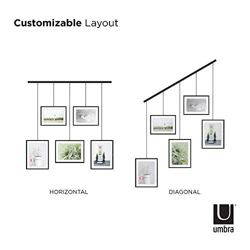 Umbra Exhibit Picture Frame Gallery Set, Adjustable Wall Collage Displays Five Photos (Two 4x6 and Three 5x7), Set of 5, Black