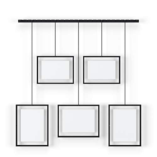 Umbra Exhibit Picture Frame Gallery Set, Adjustable Wall Collage Displays Five Photos (Two 4x6 and Three 5x7), Set of 5, Black