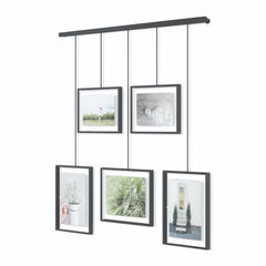 Umbra Exhibit Picture Frame Gallery Set, Adjustable Wall Collage Displays Five Photos (Two 4x6 and Three 5x7), Set of 5, Black