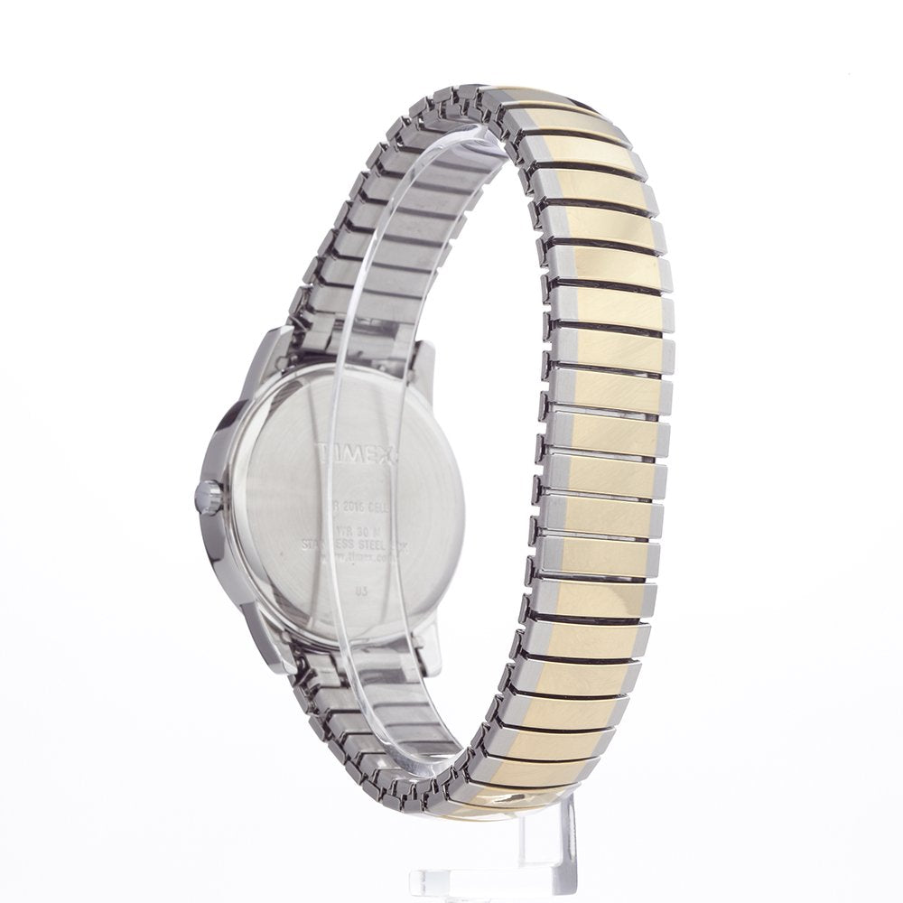 Timex Men's Easy Reader 35mm Watch – Two-Tone Case White Dial with Two-Tone Tapered Expansion Band