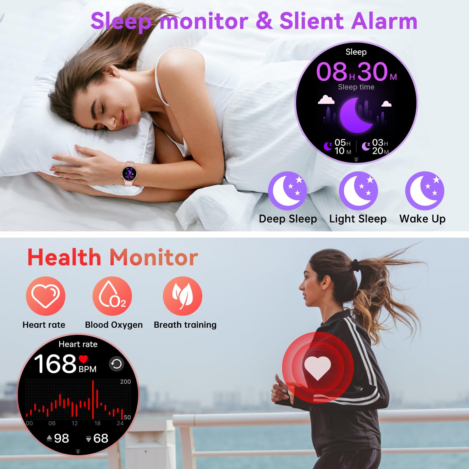 Smart Watch for Women Fitness Tracker: Waterproof Digital Mens Watches Make Answer Call Smartwatch for Android Phone iPhone Samsung Compatible Step Running Pedometer Sleep SpO2 Heart Rate Monitor