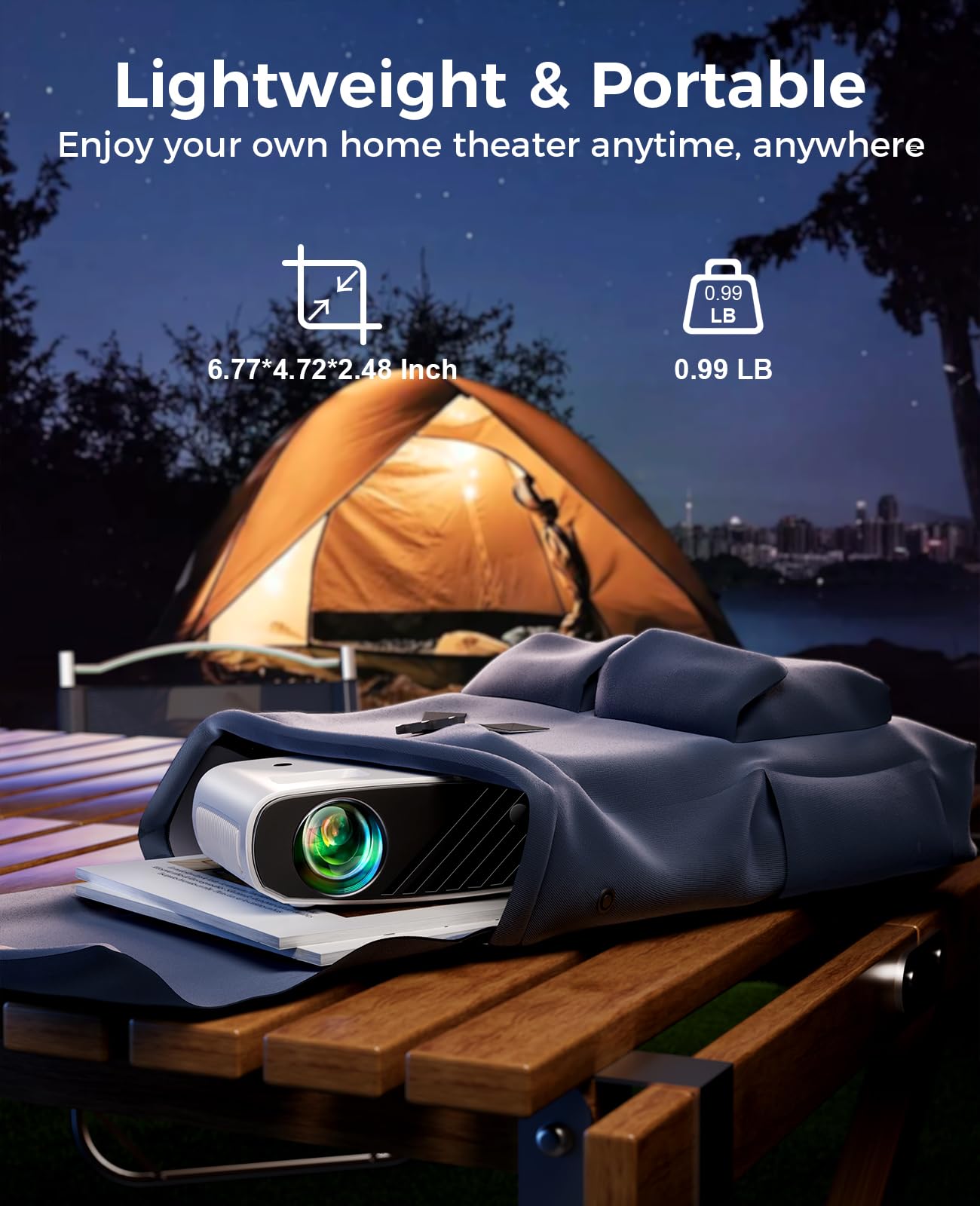 Mini Projector, ELEPHAS Portable Projector for iPhone, 7000L with Synchronize Smartphone Screen, Movie Projector with 1080P HD/200 Screen Support, Compatible with Android/iOS/TV Stick/HDMI/USB/SD