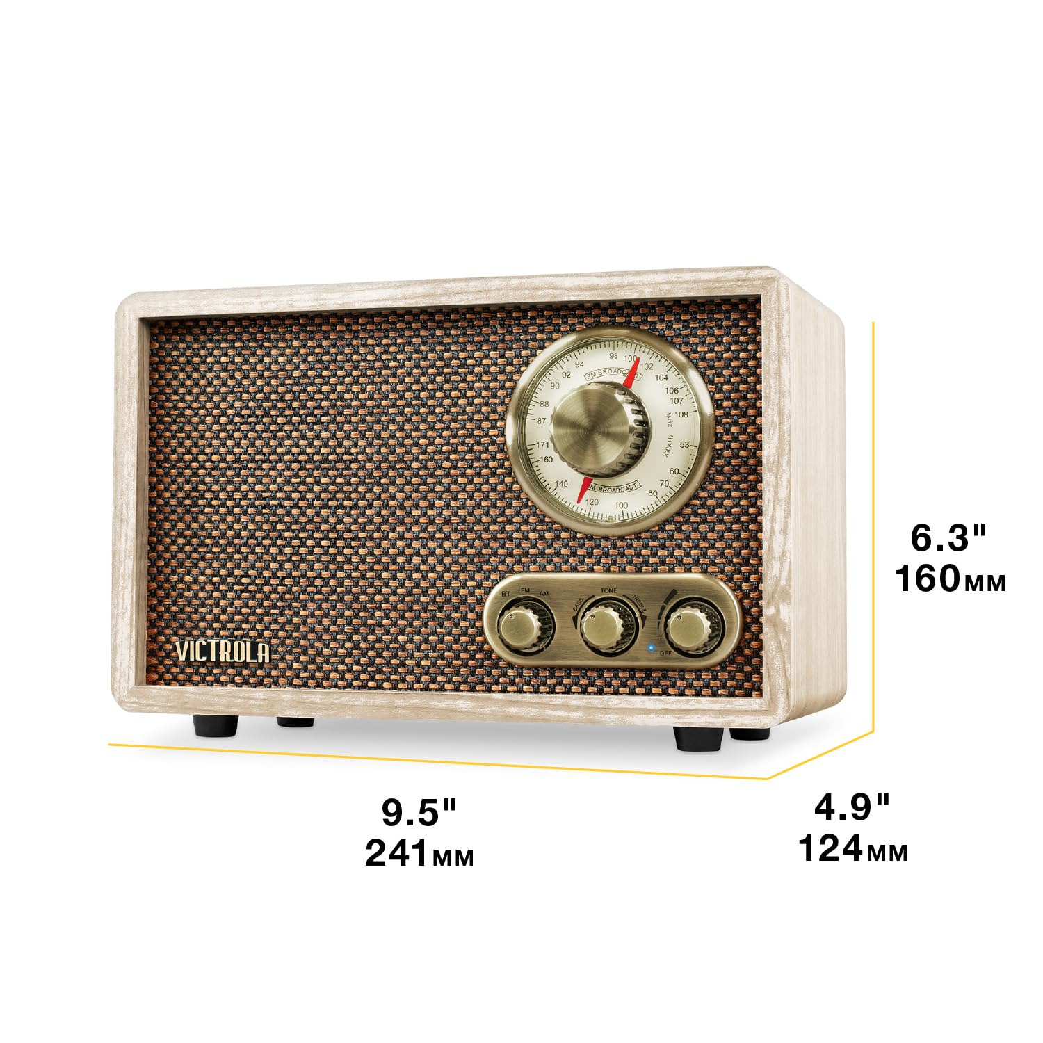 Victrola Willow – Retro Wood Bluetooth Radio with Built-in Speakers: Elegant & Vintage Design, Rotary AM/FM Tuning Dial, Bass & Treble Control, Wireless Streaming (Espresso)