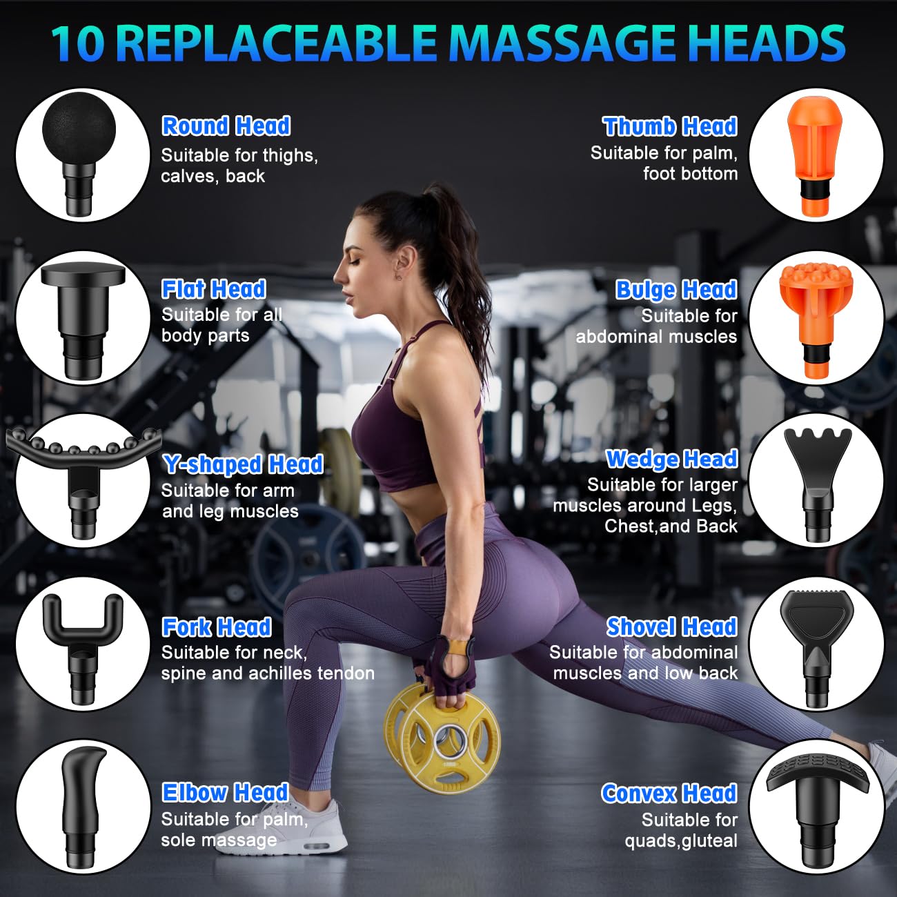 TOLOCO Massage Gun, Deep Tissue Back Massage for Athletes for Pain Relief, Percussion Massager with 10 Massages Heads & Silent Brushless Motor, Christmas Gifts for Women, Men, Black