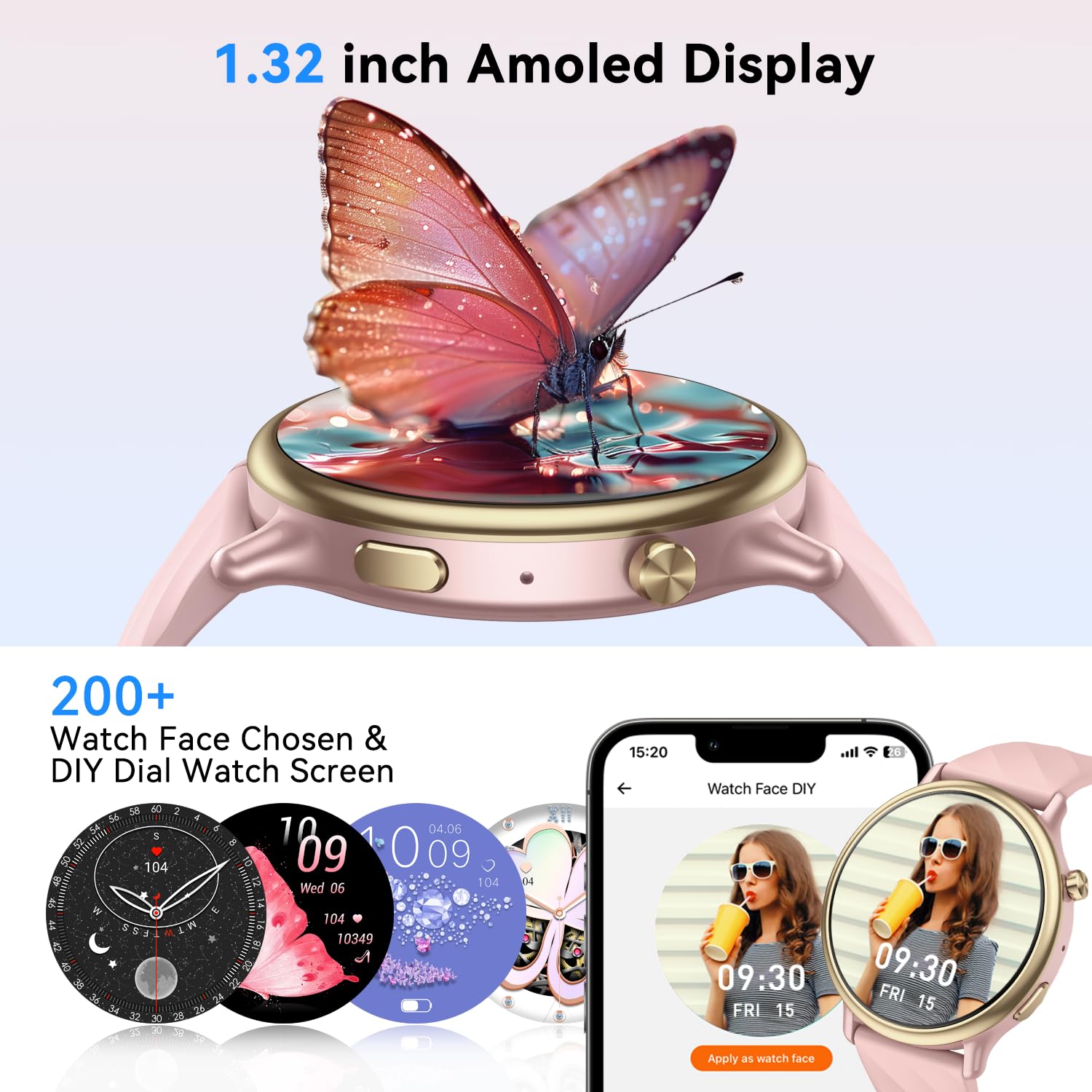 Smart Watch for Women Fitness Tracker: Waterproof Digital Mens Watches Make Answer Call Smartwatch for Android Phone iPhone Samsung Compatible Step Running Pedometer Sleep SpO2 Heart Rate Monitor