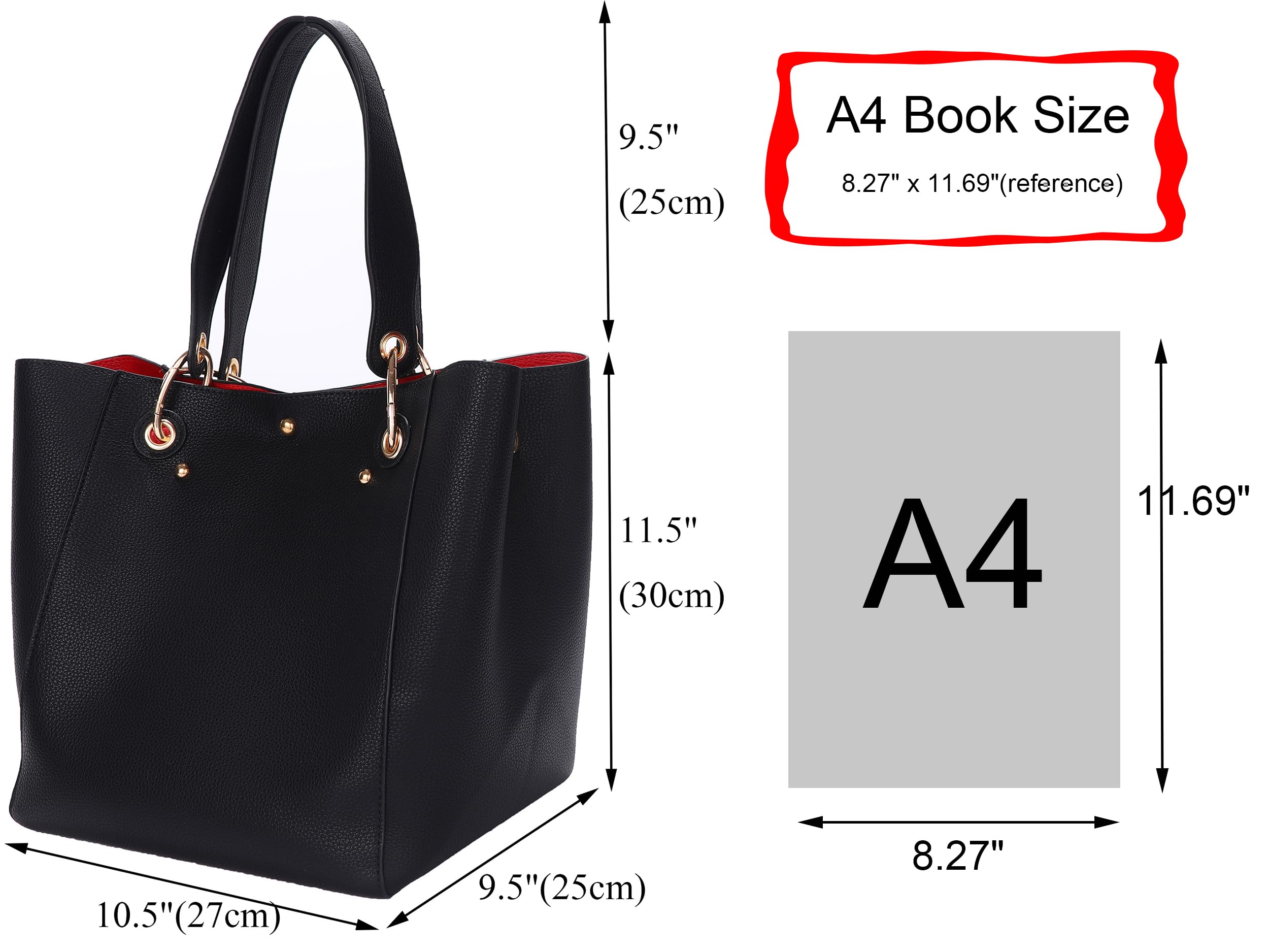 sqlp Large Work Tote Bag for Women Designer Purses and Handbags Big Bucket bags Ladies Travel Crossbody Purse Black