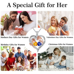 Iefil Heart Necklace for Women - August November Birthstone Necklace, Peridot Citrine Jewelry, Womens Jewelry