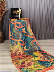 Women's Stitched Silk Calligraphy Dupatta – Multicolor 2.5 Gazz Elegant Shawl | China Market Rawalpindi