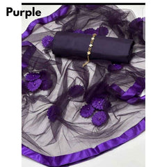 Premium Purple Katan Silk 3-Piece Suit with Net Dupatta – Elegant Plain Design for Women