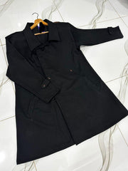 Women's Fleece Long Sleeve Coat with Kaaj Buttons and Pockets – Elegant Black Winter Wear | China Market Rawalpindi