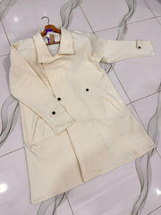 Women's Stitched Plain Fleece Trench Coat – Elegant Beige Winter Wear | China Market Rawalpindi