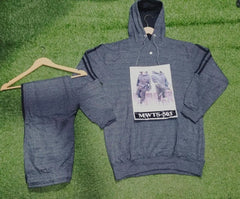 Men’s Fleece Stripe Tracksuit – 2-Pcs Hooded Winter Outfit MWTS-03