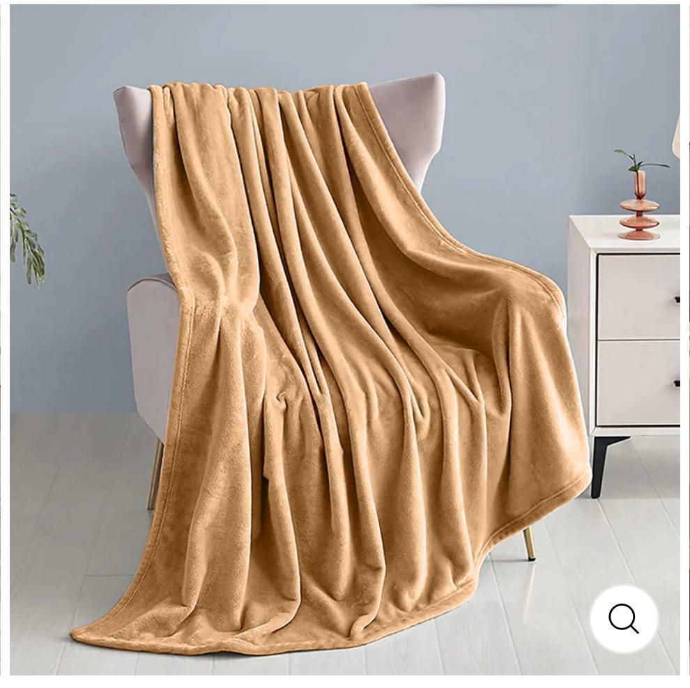 Fleece Plain Double Bed Blanket – Soft & Elegant Golden Bedding Comfort | China Market Rawalpindi
