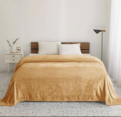 Fleece Plain Double Bed Blanket – Soft & Elegant Golden Bedding Comfort | China Market Rawalpindi