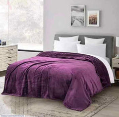 Fleece Plain Double Bed Blanket – Soft & Elegant Purple Bedding Comfort | China Market Rawalpindi