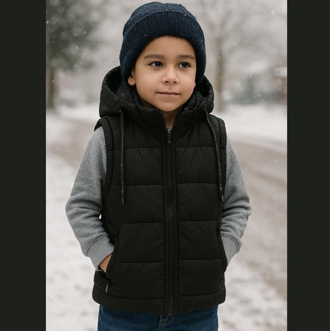 Unisex Kids Black Blended Printed Bomber Jacket – Stylish Winter Wear for Boys & Girls | China Market Rawalpindi