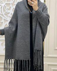 Women's Grey Fleece Plain Poncho Cape Shawl – Elegant Winter Wrap | China Market Rawalpindi