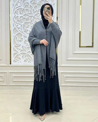 Women's Grey Fleece Plain Poncho Cape Shawl – Elegant Winter Wrap | China Market Rawalpindi