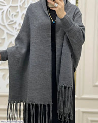 Women's Grey Fleece Plain Poncho Cape Shawl – Elegant Winter Wrap | China Market Rawalpindi