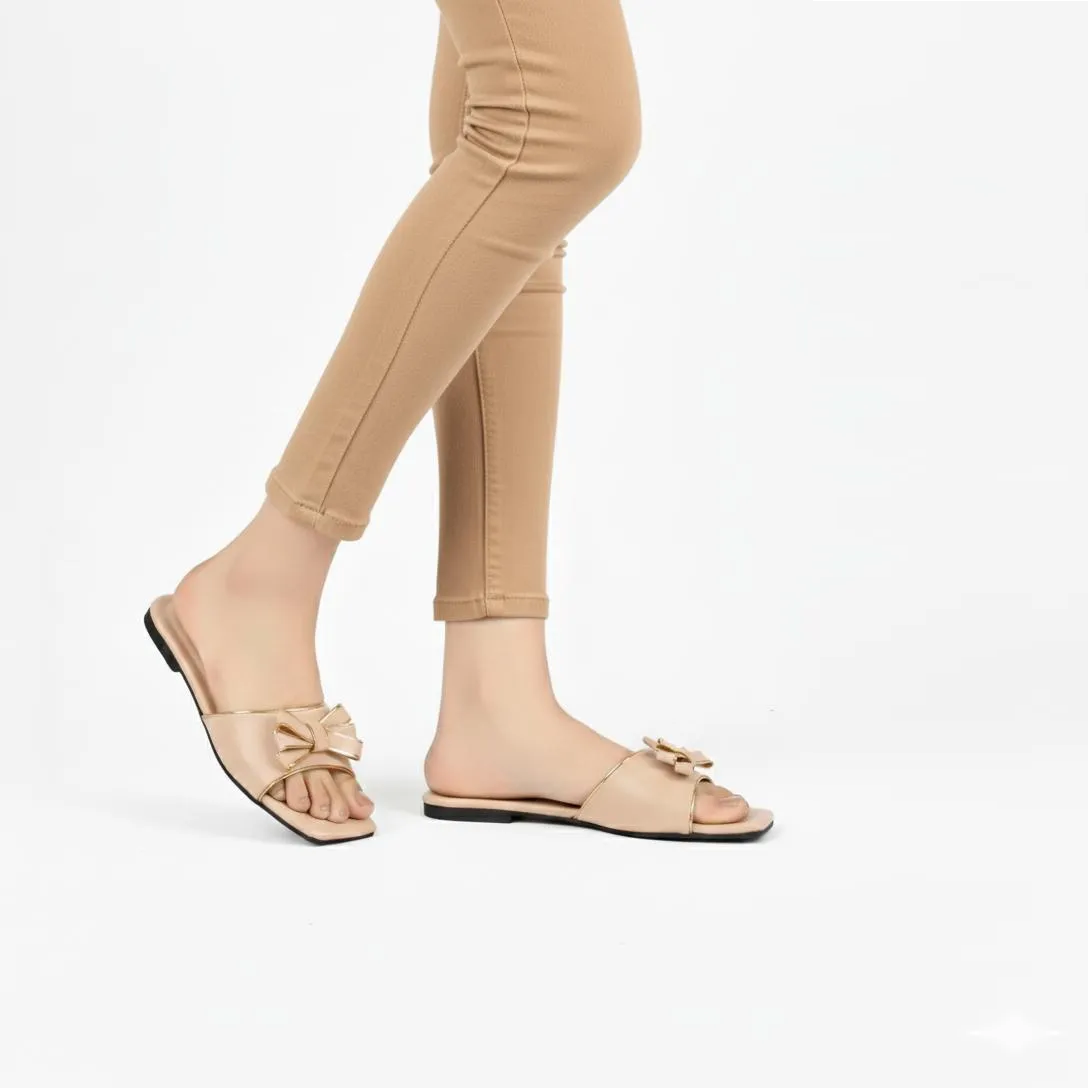 Women's Rhinestone Rexine Slippers – Grace Step 041 Fawn Elegant Off-White Footwear | China Market Rawalpindi