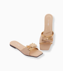 Women's Rhinestone Rexine Slippers – Grace Step 041 Fawn Elegant Off-White Footwear | China Market Rawalpindi