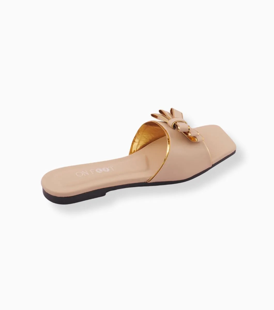 Women's Rhinestone Rexine Slippers – Grace Step 041 Fawn Elegant Off-White Footwear | China Market Rawalpindi