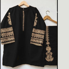 2 Pcs Women’s Stitched Katan Silk Tilla Embroidered Suit – Elegant Traditional Wear