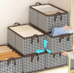 Foldable washable wadrobe Storage Box Folding Basket With Frame Clothing Organizer Drawer Cabinet Bin Containers For Wardrobe Bedroom Closet Home