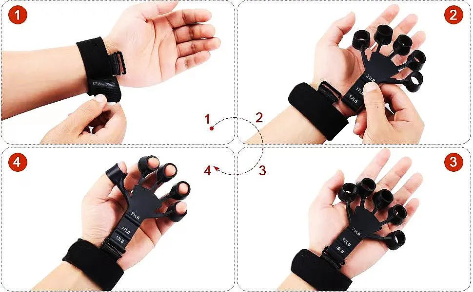 Finger Gripper Guitar Finger Exerciser Hand Strengthener Hand Trainer Black