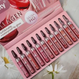 12 Pcs Glossy Finish Lip Gloss with Cool Undertone - Stunning Pink Multicolor Collection