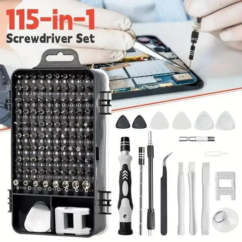 115-in-1 Screwdriver Set Chrome Vanadium Steel Black