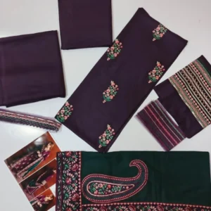 Purple Embroidered 3 Pcs Women's Winter Suit