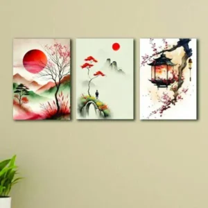 3D Calligraphy Wall Art Set of 3 Wooden Frames