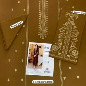 3 Pcs Women's Unstitched Embroidered Suit